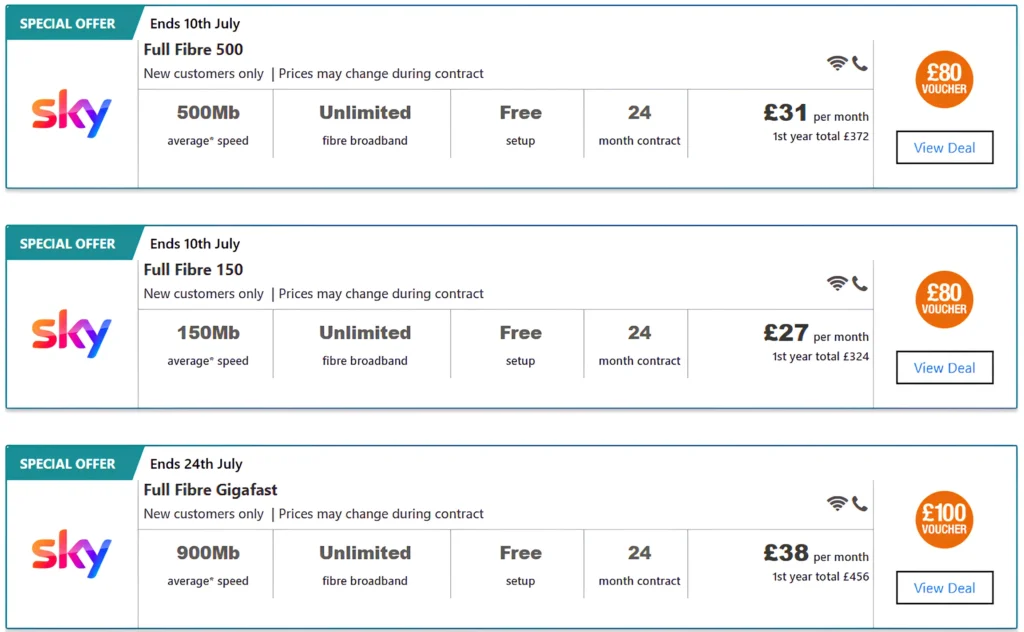 Sky broadband deals